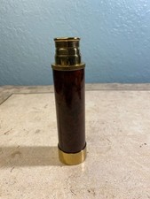 Vintage-Style 3-Draw Brass and Faux Wood Spyglas Telescope with Leatherette Case