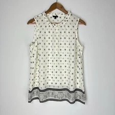 Talbots Blouse Top Women's Medium Multicolor Geometric Sleeveless Pullover