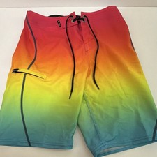 O'Neill Hyperfreak Kids Board Shorts Ombr  Multicolor Drawstring Size 26