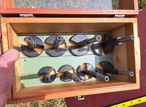 VINTAGE AUSTRIA FISCH 8 PIECE FORSTNER BIT SET 2⅛ To 3 INCHES