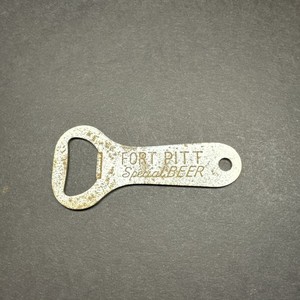 Vintage Fort Pitt Beer Bottle Opener Antique Church Key Brewing Advertising Tin