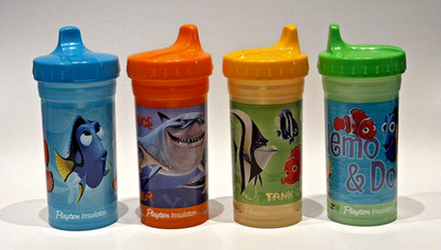 Set of 4 Playtex Disney Finding Nemo&Friends Insulator Spill Proof Sippy Cup 9oz