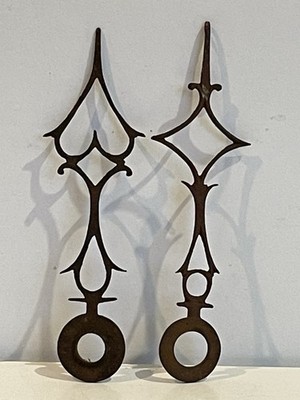 Vintage Paar Stahl Langgehäuse Uhrzeiger - Antike Uhrenteile.