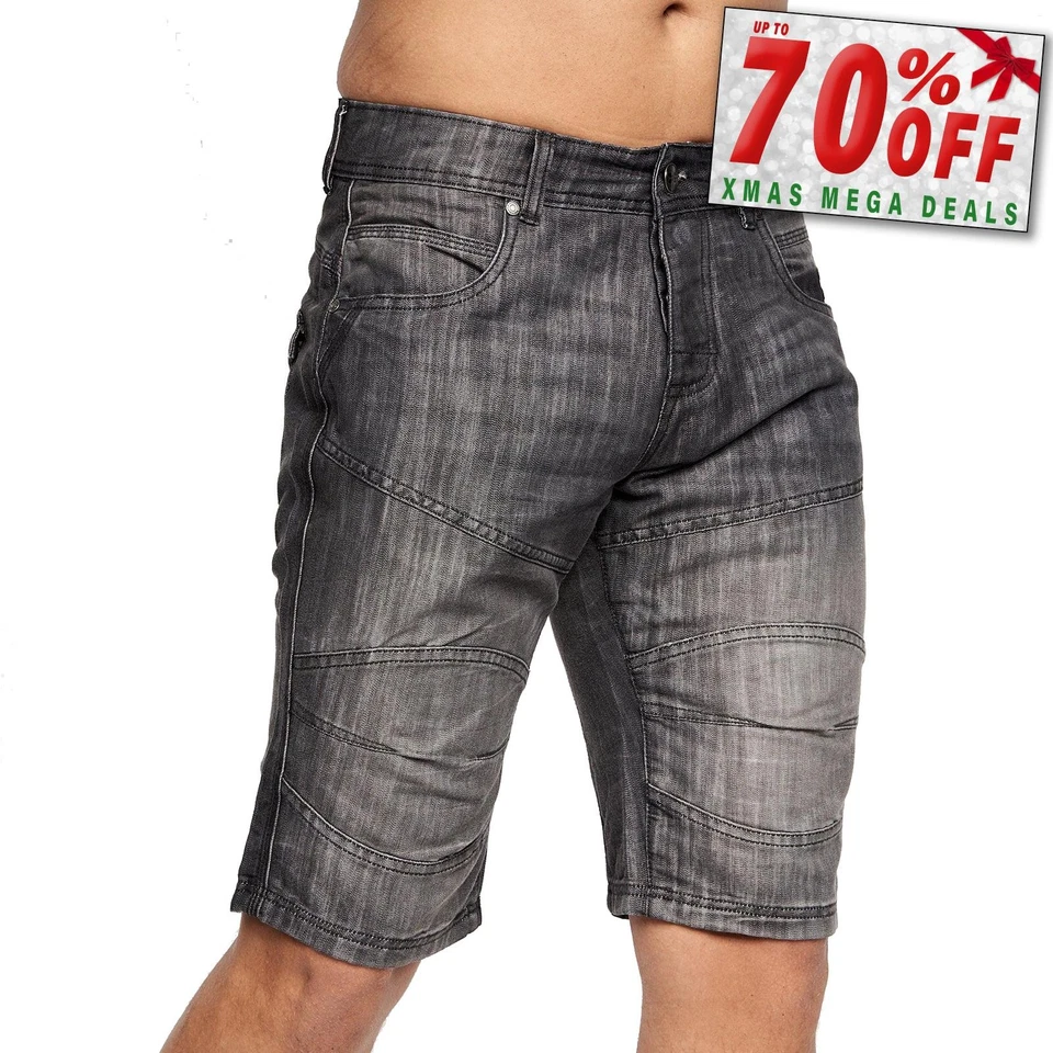Crosshatch Winston Mens Casual Fashion Designer Fashion Denim Shorts Black