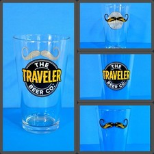 RARE NEW The Traveler Beer Co. Glass Mustache Burlington Vt. Collectibles 16oz
