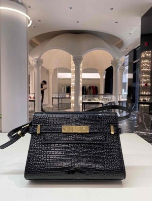 YSL Saint Laurent Manhattan Small Calfskin Leather Flap Crossbody