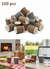 100 Paper Cups  Brown & White dot Biodegradable Coffee For Hot Drinks Party  8OZ