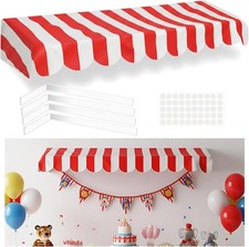 Circus Carnival Awning Decor Red White Striped Banner 57.5