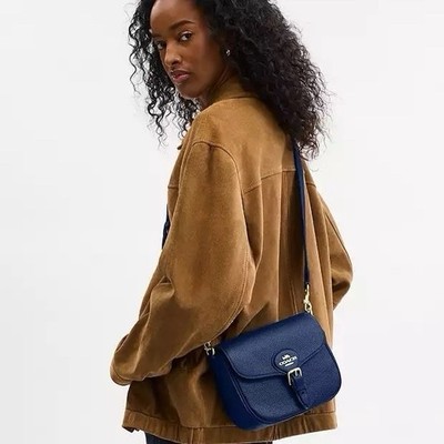 NWT COACH Amelia Saddle Bag Shoulder Bag Leather CP107 Gold/Deep