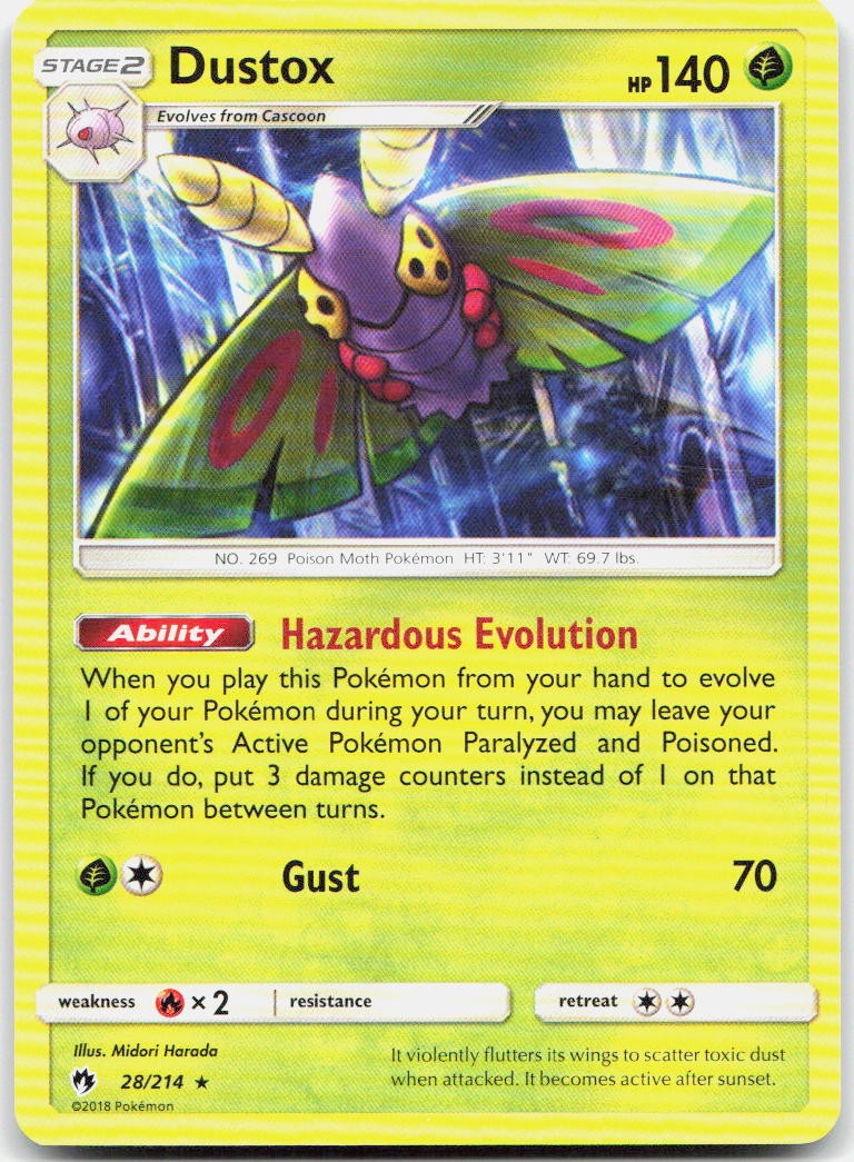 Dustox 28/214 Rare Lost Thunder Pokemon Lightly Played