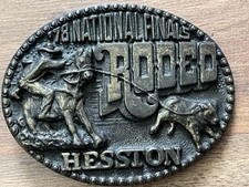 VTG '1978 National Finals Rodeo Hesston 4th Edition Collector Brass Belt Buckle