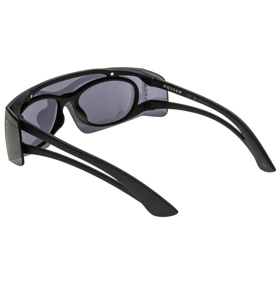 ALEXANDER MCQUEEN AM0489S 0489 Black Mask Logo Fashion Sunglasses 001 Authentic - Image 4 of 4