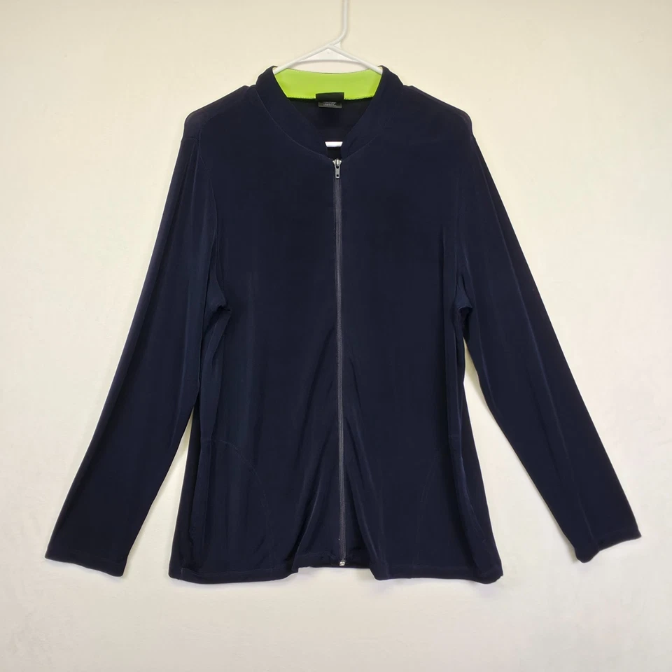 Citiknits Jacket Womens L Blue Lightweight Stretch Slinky Minimalist Sleek - Image 3 of 4