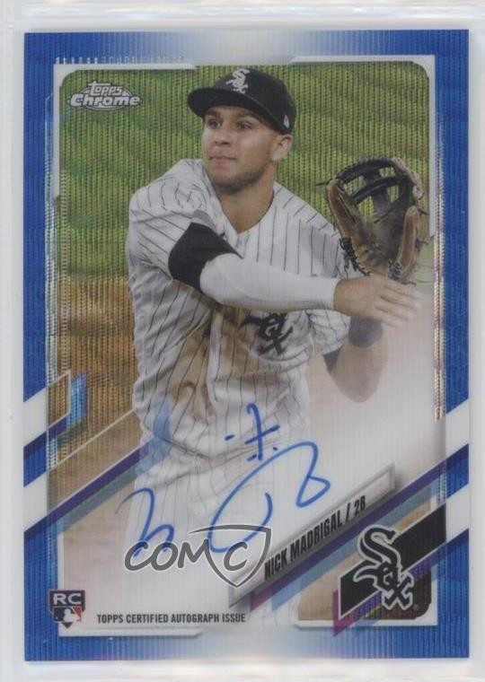 2021 Topps Chrome Rookie Blue Wave Refractor /150 Nick Madrigal #RA-NM Auto 01qn