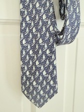 Vineyard Vines Navy SAILBOAT Silk Tie w/ American Flags made in USA Long 61"