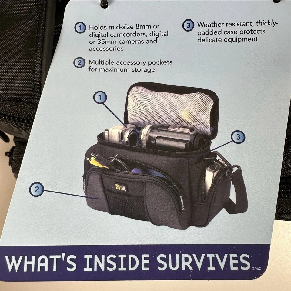 Estuche mediano para cámara/videocámara Case Logic TBC5, negro con interior azul Foto 2 de 4