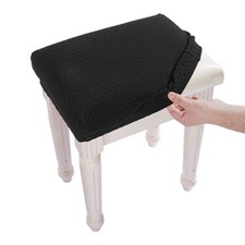 Funda rectangular elástica jacquard para banco de tocador pequeño, lavable, negra