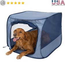 Soft-Sided Dog Kennel Portable Foldable Breathable Travel Container Pets Blue