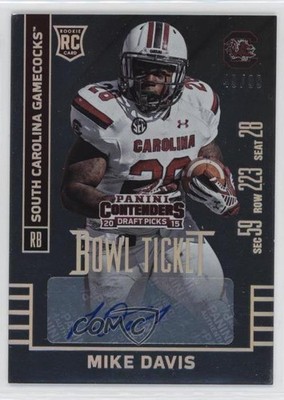 2015 Contenders Draft Picks Bowl Ticket 49/99 Mike Davis Rookie Auto RC 1m5t
