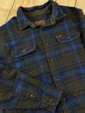 Men s Orvis Plaid Flannel Shirt Blue Grey Long Sleeve Button Up Size Medium