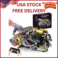 V8 Engine Model Kit That Works, 1394 PCS Advanced Collectible Engine Building Bl