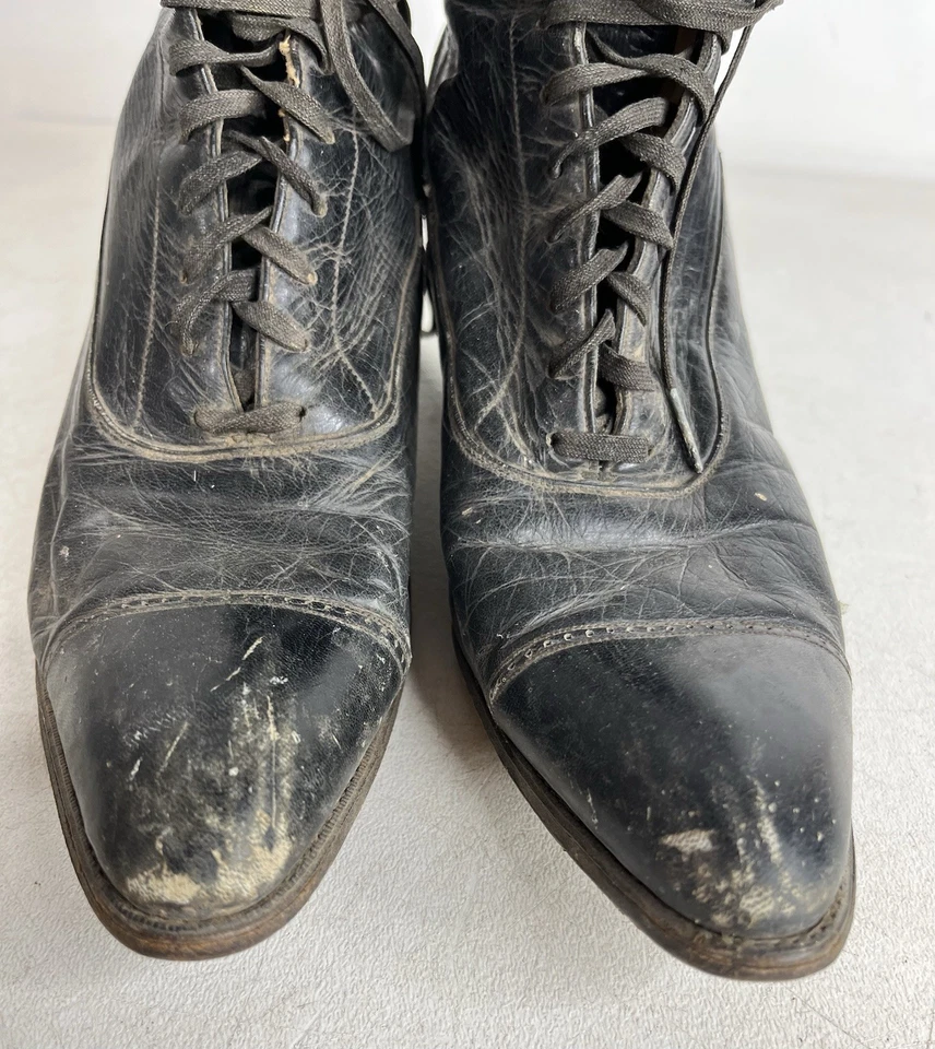 Botas negras antiguas victorianas con cordones para mujer no ponibles Foto 3 de 4