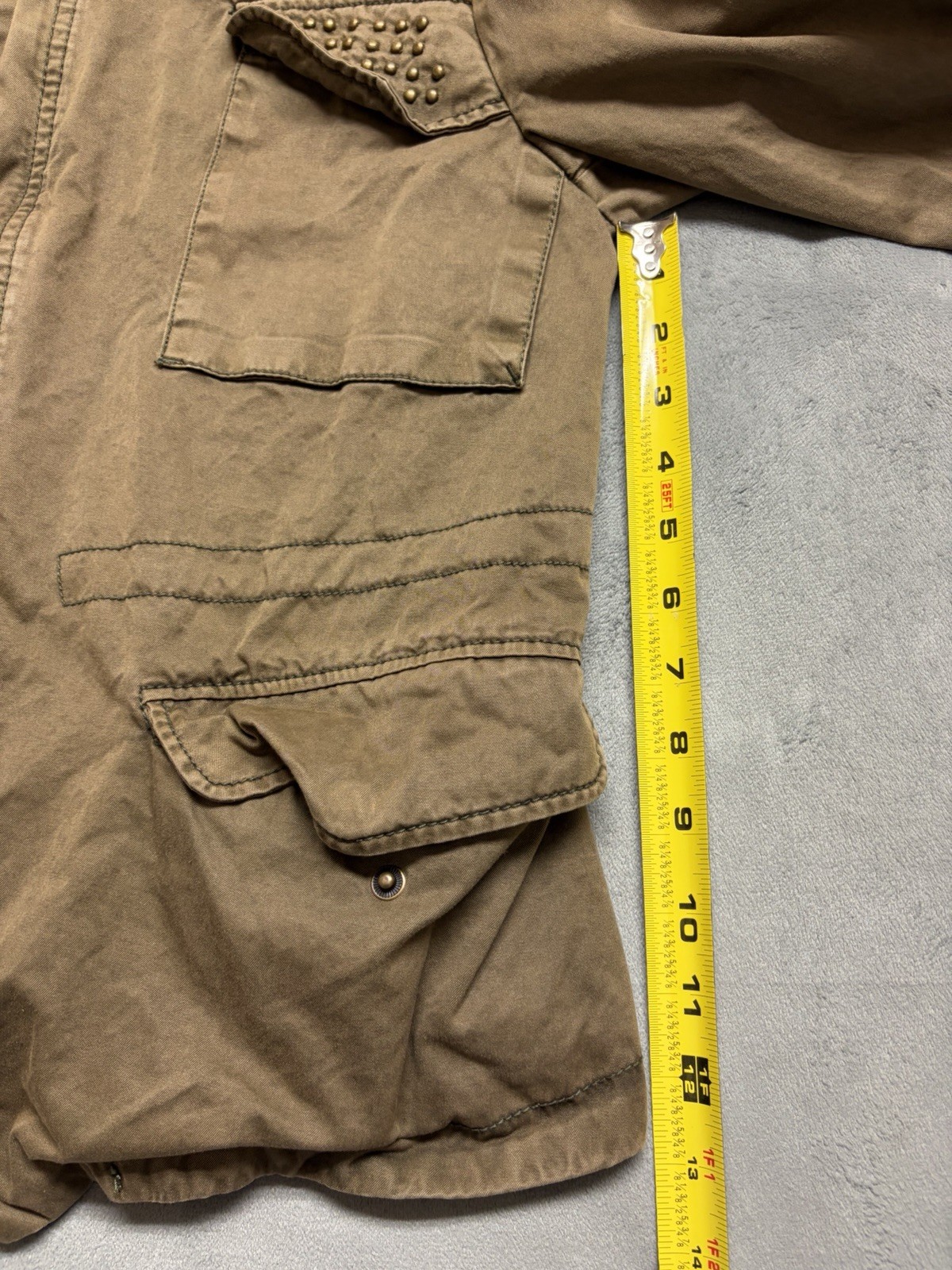 ZARA Basic Studded Military Utility Jacket Green … - image 18