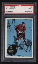 1961-62 Topps Hockey #35 Bill (Red) Hay PSA 7 NM Chicago Blackhawks