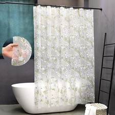EVA Waterproof Shower Curtain Liner - Matte Clear  Frosted Design with 12 Ho...