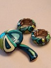 Vintage 1960s EISENBERG Signed Enamel MUSHROOM Set Brooch/Earrings Psychedelic — photo 3