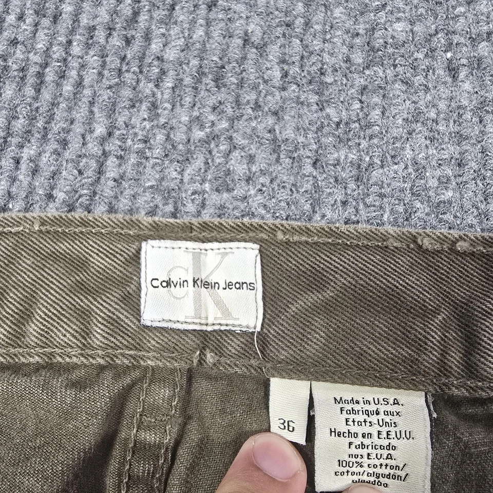 Vintage 90s Calvin Klein Jeans Mens Jeans 36x32 Green Straight Made USA 34x32 - Image 4 of 4