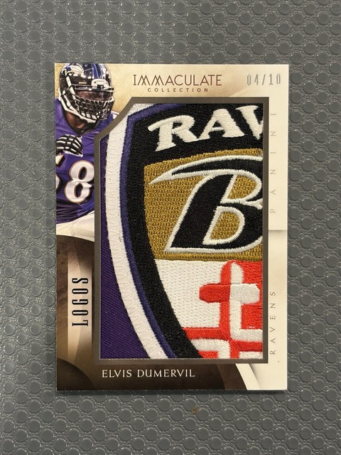 Elvis Dumervil 2014 Immaculate Logo Patch /10 GAME USED Ravens Sick Jersey