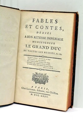 LIVRE ANCIEN RARE LA FERMIERE FABLES ET CONTES DEDIÉ GRAND DUC RUSSIES 1775 - Photo 1/4