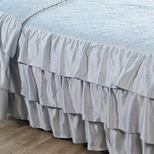 Lux 4Piece Matte Satin Bedding Set Reversible Ruffle Quilted Coverlet Queen/King - Picture 32 of 44