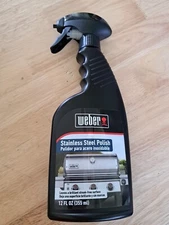 Weber Stainless Steel Polish 12 Oz Spray Bottle Streak Free Cleaning