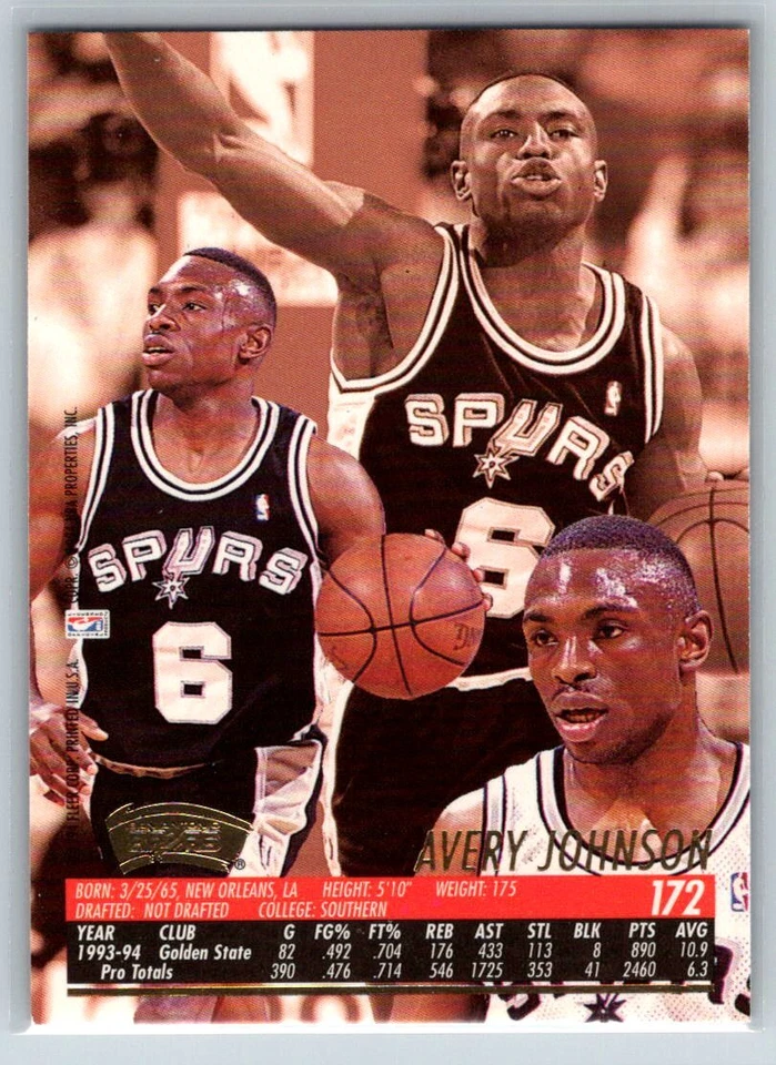 1994-95 Ultra #172 Avery Johnson - Image 2 of 2