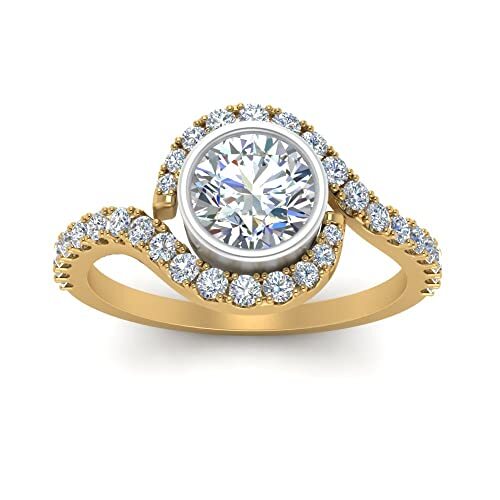 Yellow Gold Plated Created Cubic Zircon Round Shape White Color Rings in Size 8