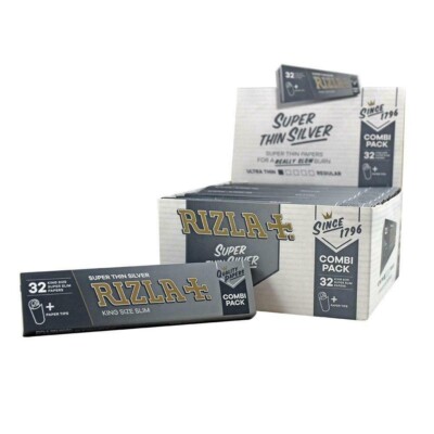 RIZLA SILBER KOMBIPACK King Size Slim Smoking Rolling Paper 24 HEFTE