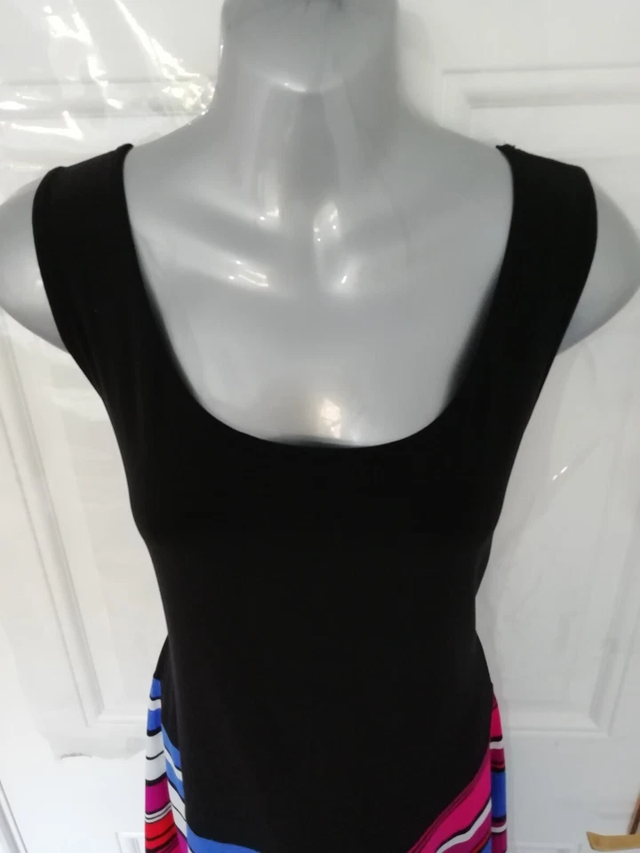 Coco Bianco Size M Black Blue Pink Red Lagenlook Stretchy Asymmetrical Dress - Image 4 of 4