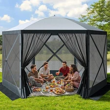 8 Person Pop Up Screen House 12'x12' Instant Room Camping Canopy Glamping Tent