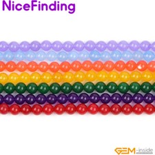 4-16mm Round Jade Smooth Colorful Jewelry Making Design Loose Beads Gemstone15"