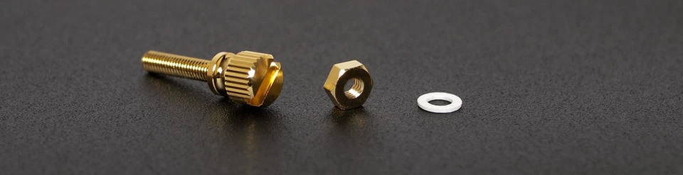 GOLD PLATED BRASS THUMB Screws 10mm Cartridge Headshell Mounting Set turntable - Image 4 of 4
