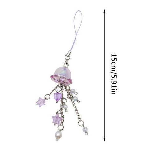 Jellyfish Phone Charm Cute Accessories Fringe Pendant Keychain With Bewi - Photo 3 sur 9