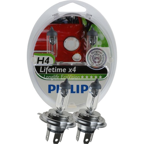2x Philips Long Life Eco Vision H4 12V 60/55W Base P43t Halógeno - Imagen 2 de 5