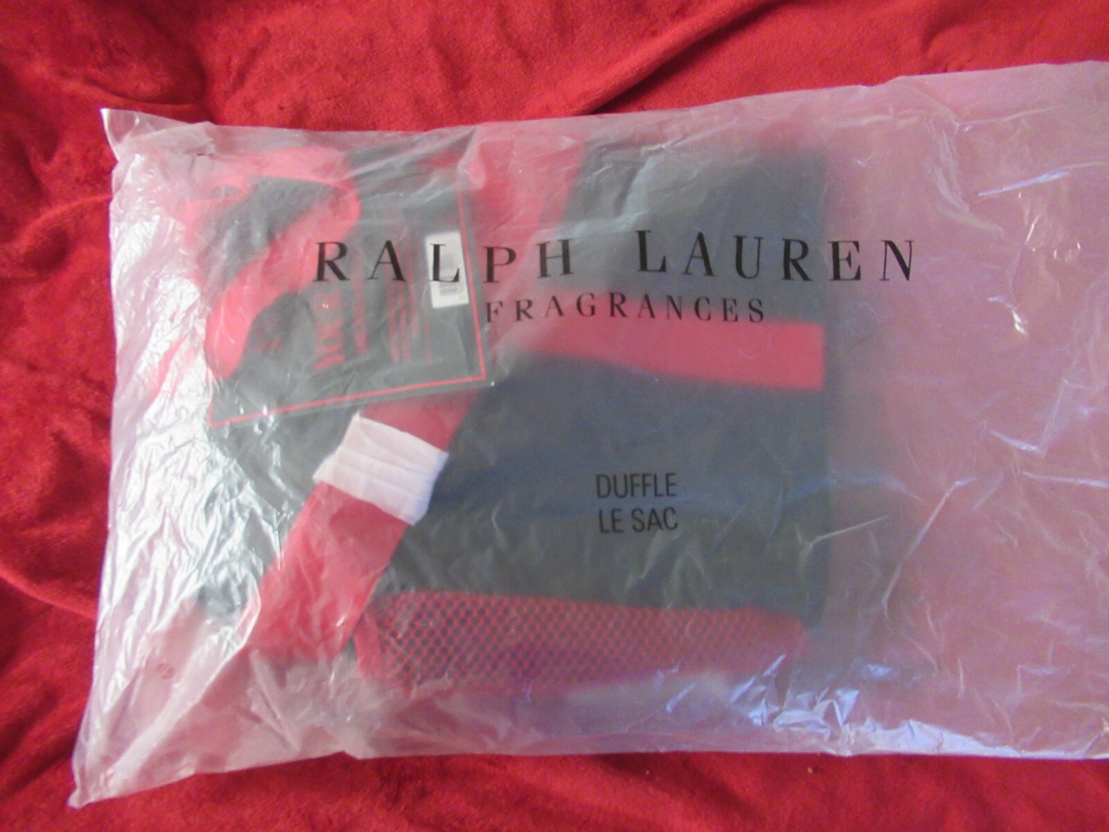 Borsa da viaggio RALPH LAUREN FRAGRANCES uomo poliestere grande pony polo rosso nero borsone