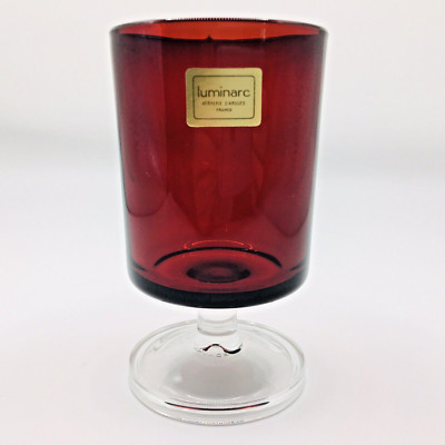 70er Jahre Französisches Luminarc Rubin Cranberry Weinglas Ersatz Vintage