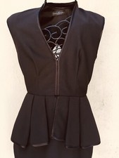 GUESS By Marciano Sleeveless Dress Solid Black  Peplum Open Back Zipper Size 0