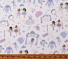 Cotton Life Behind Barres Ballerinas Ballet Dancing Fabric Print by Yard D673.85