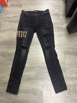 Amiri Jeans Black Tie Dye Skinny Fit pre owned black size 36 plaid