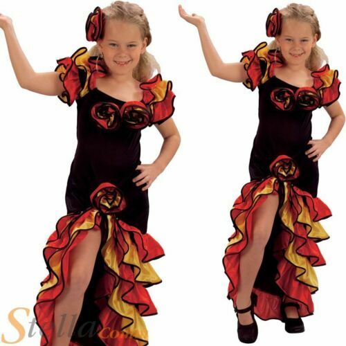 La Senorita Spanish Flamenco Dress - Girls/Kids - Red/Black